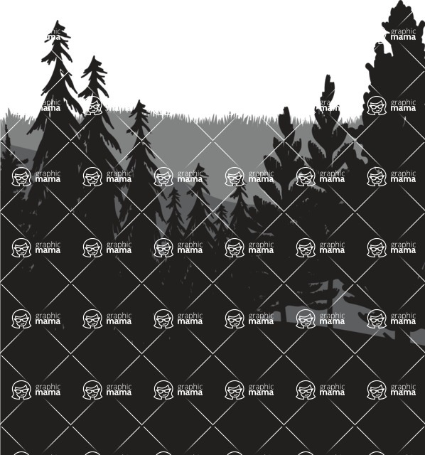 Vector silhouettes - Transparent Vector Forest Silhouette